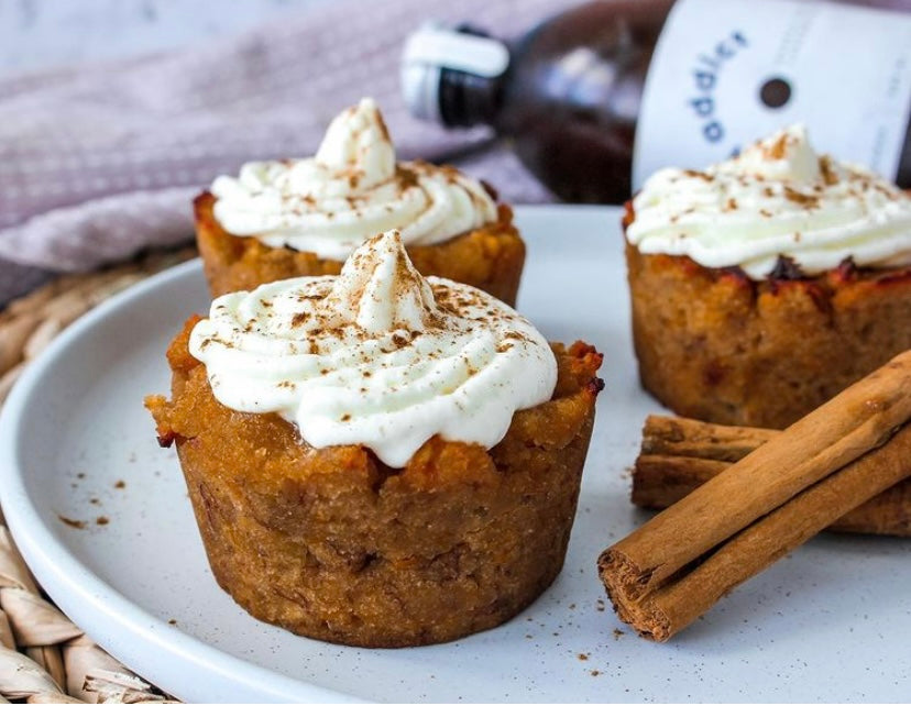 three Pumpkin Banana Chai Muffins
