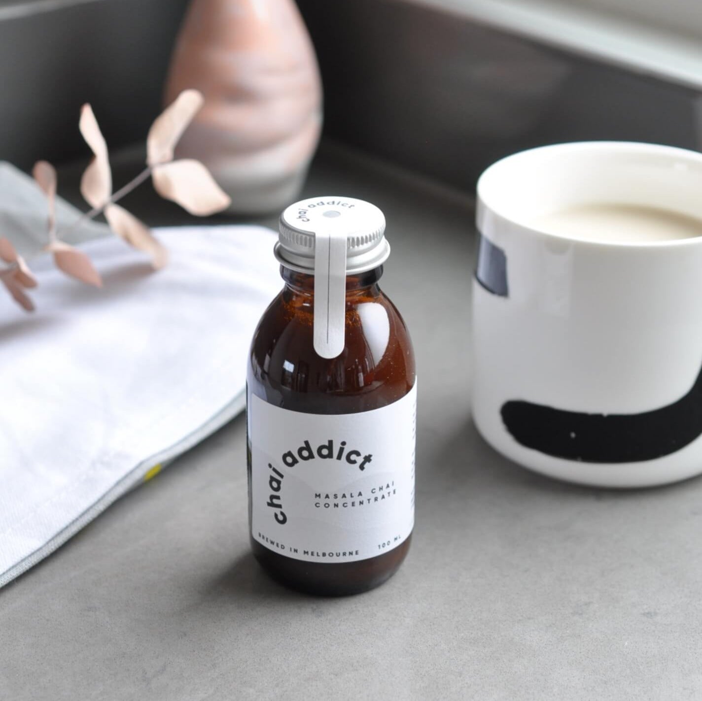 cute and compact 100ml chai addict concentrate bottle