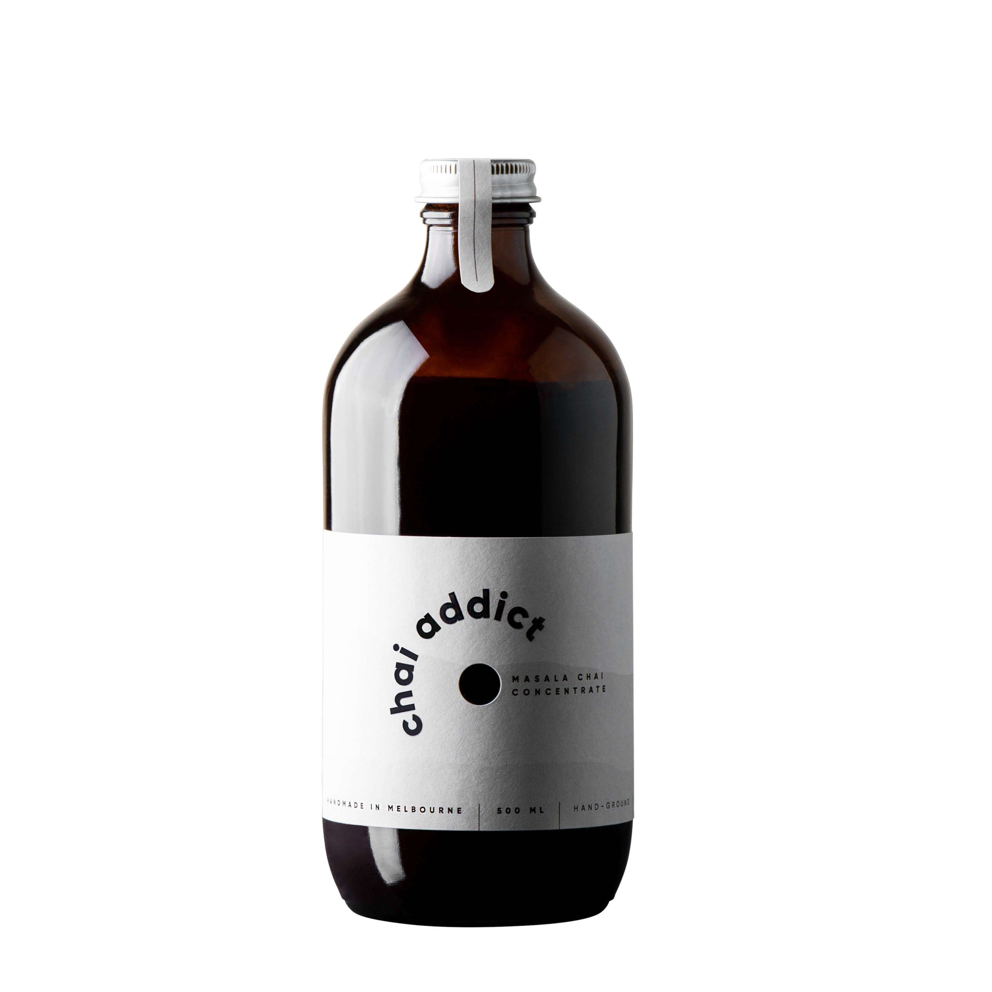 500ml bottle of chai addict masala chai latte concentrate