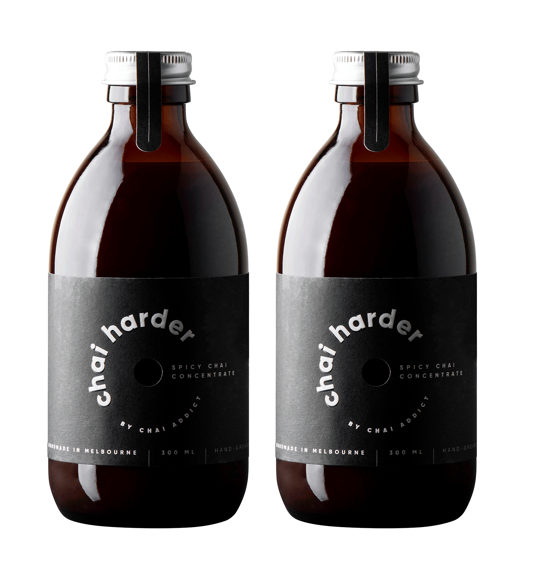 twin pack bottles of 300ml chai concentrates by chai addict, chai harder flavours